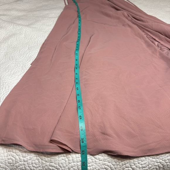 Azazie Bondi Pink Maxi Gown Rosette A-Line Ruffled Chiffon Dress size A6 - Picture 14 of 16